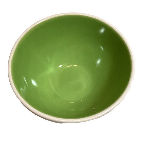 Rae Dunn ICE CREAM Ceramic BOWL Pastel Green Interior 6" Artisan Collection - Picture 3 of 7